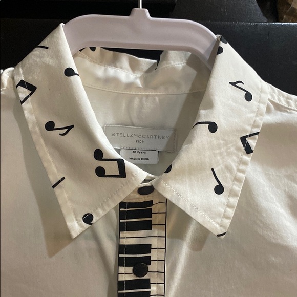 Stella McCartney Kids Piano Musical Note White Boys Dress Shirt size 10 - Picture 6 of 14